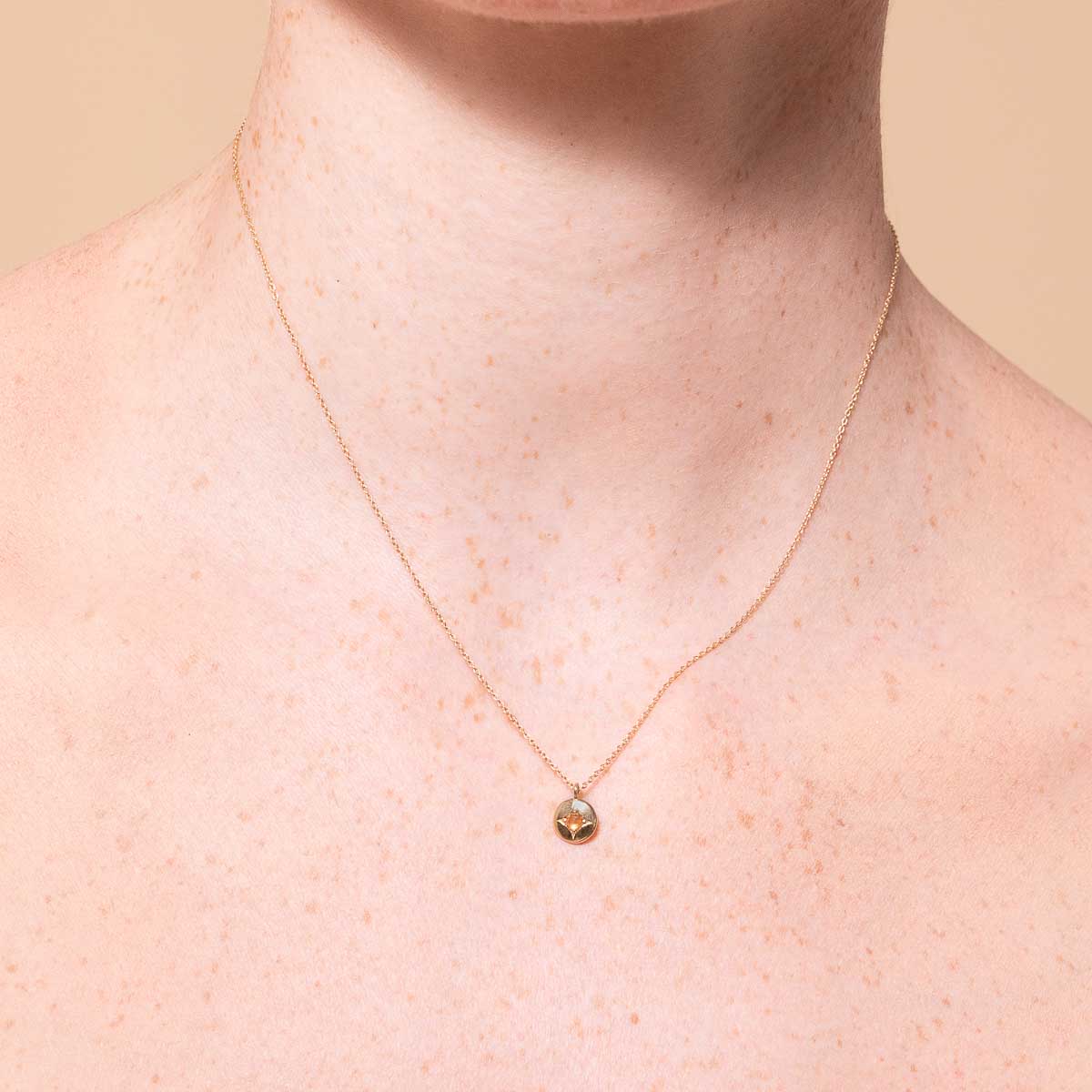 November Citrine Birthstone Necklace in Solid Gold - Image 2