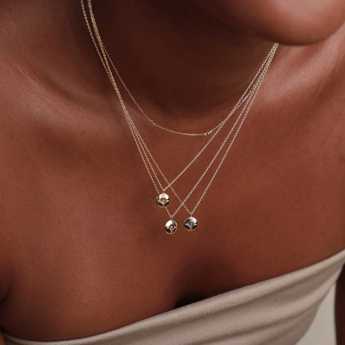 November Citrine Birthstone Necklace in Solid Gold - Image 3
