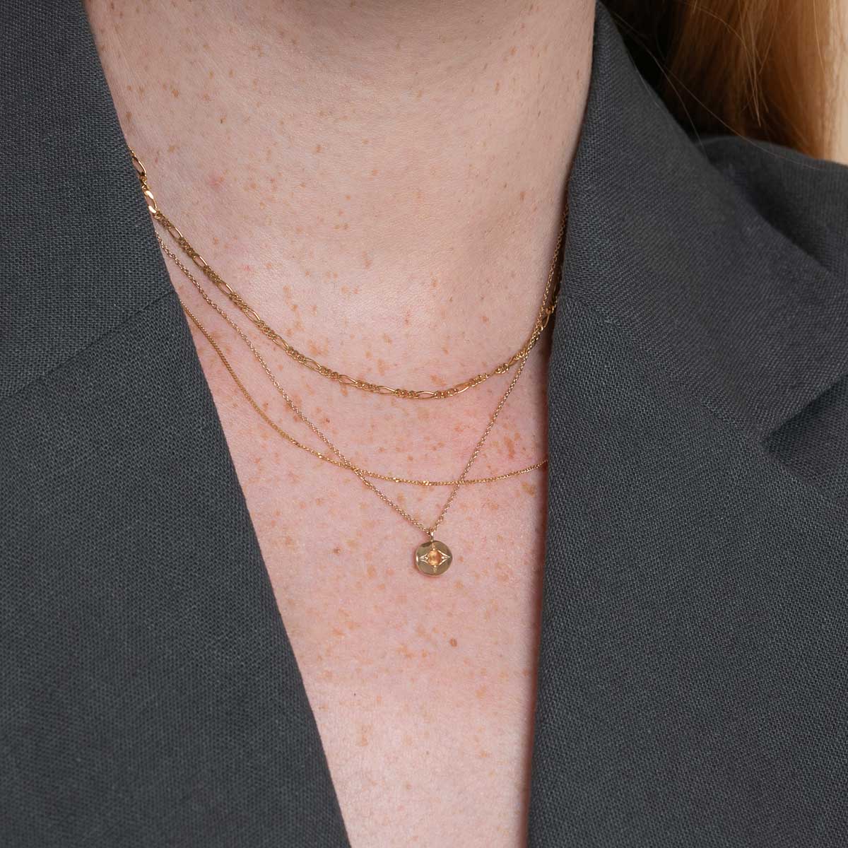 November Citrine Birthstone Necklace in Solid Gold - Image 4