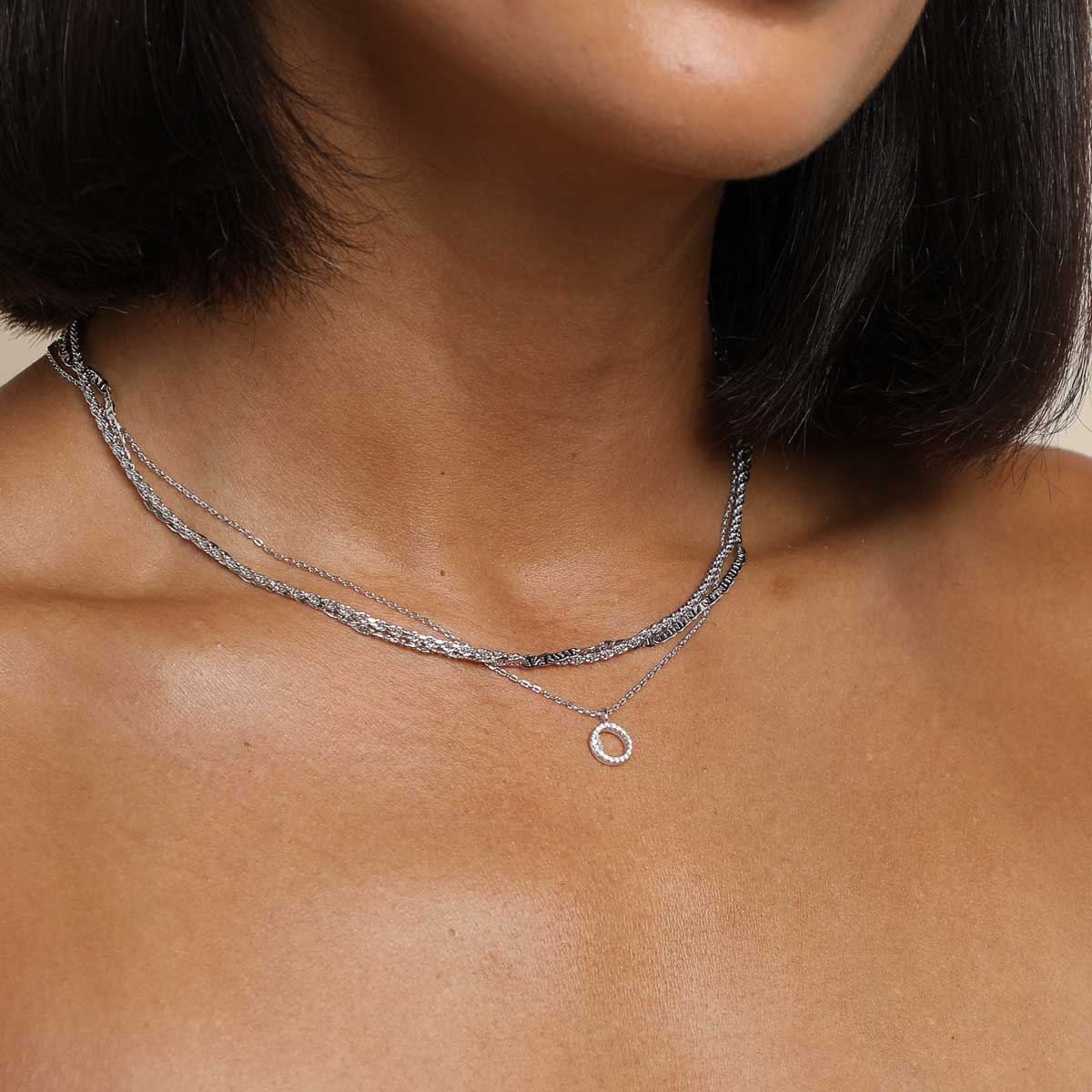 O Initial Pavé Pendant Necklace in Silver - Image 3
