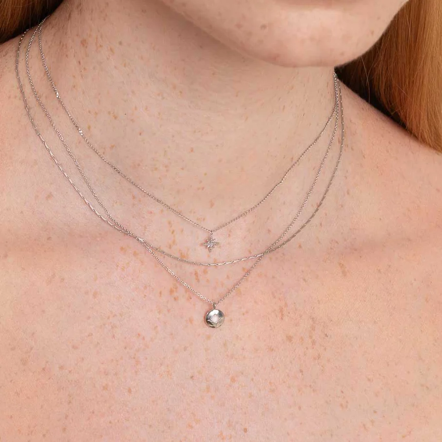 October Opal Birthstone Necklace in Solid White Gold - Image 3