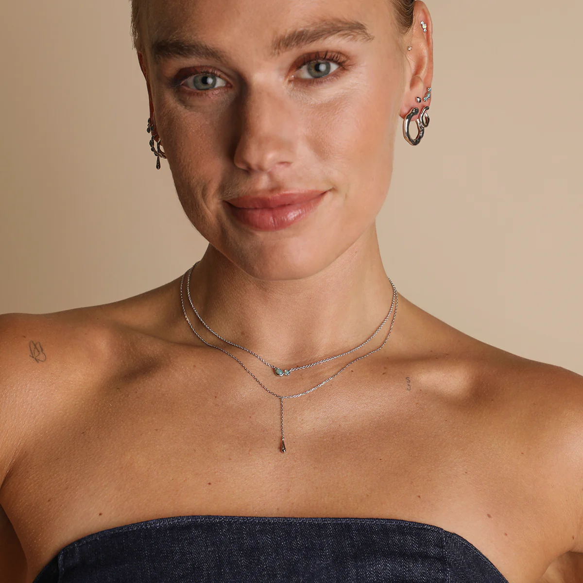 Opal Bezel Pendant Necklace in Silver - Image 3
