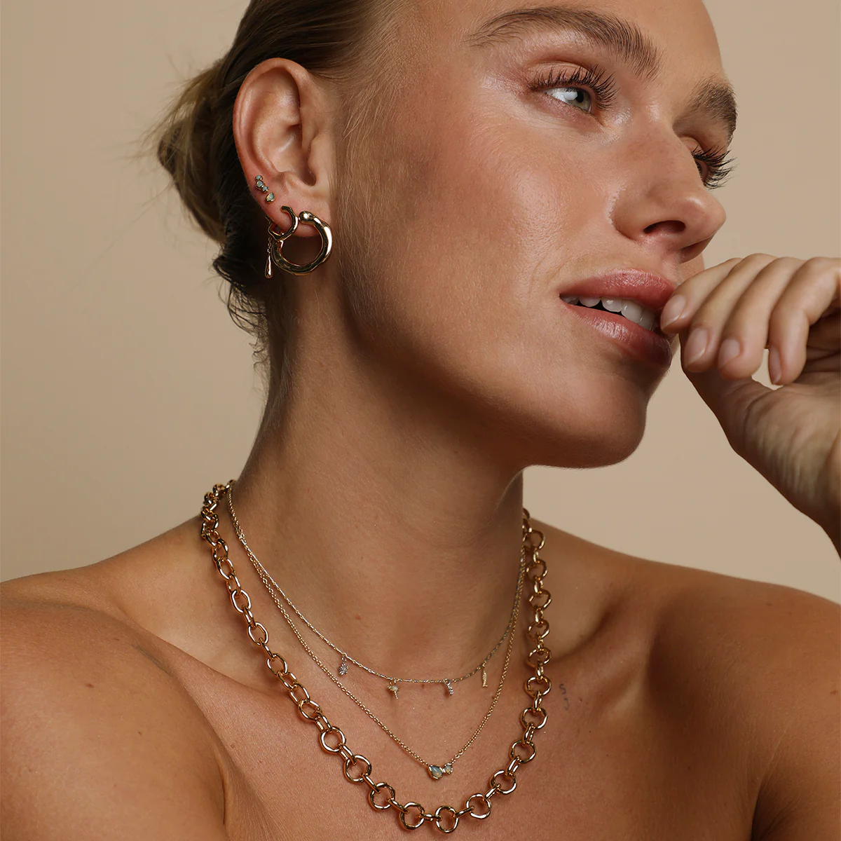 Opal Climber Studs in Gold - Image 4