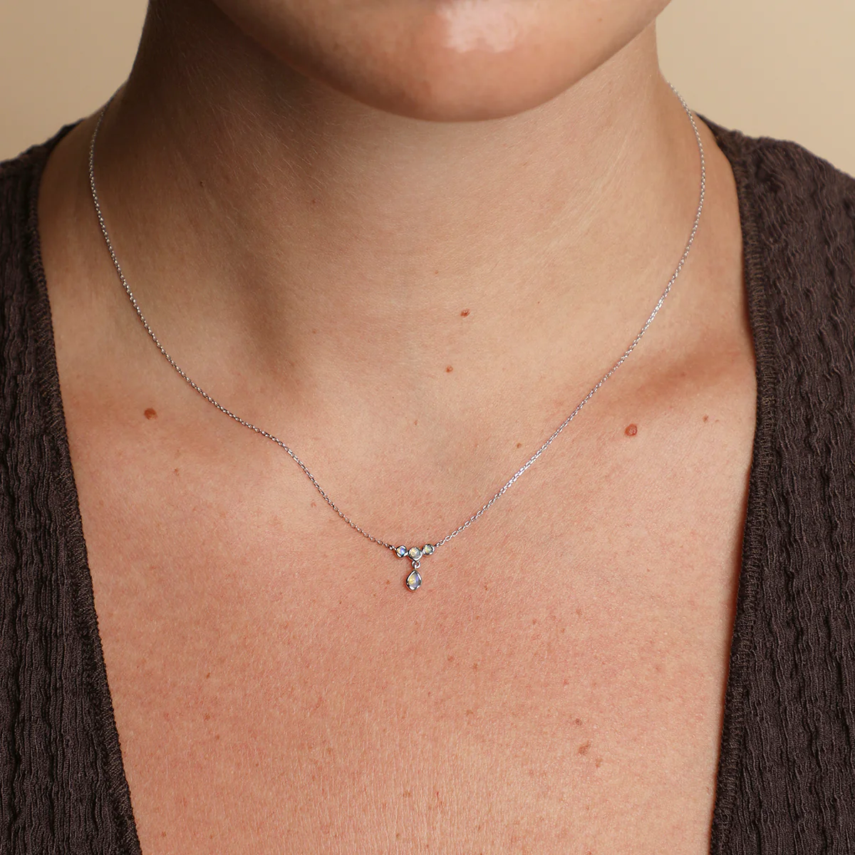 Opal Cluster Pendant in Solid White Gold - Image 2