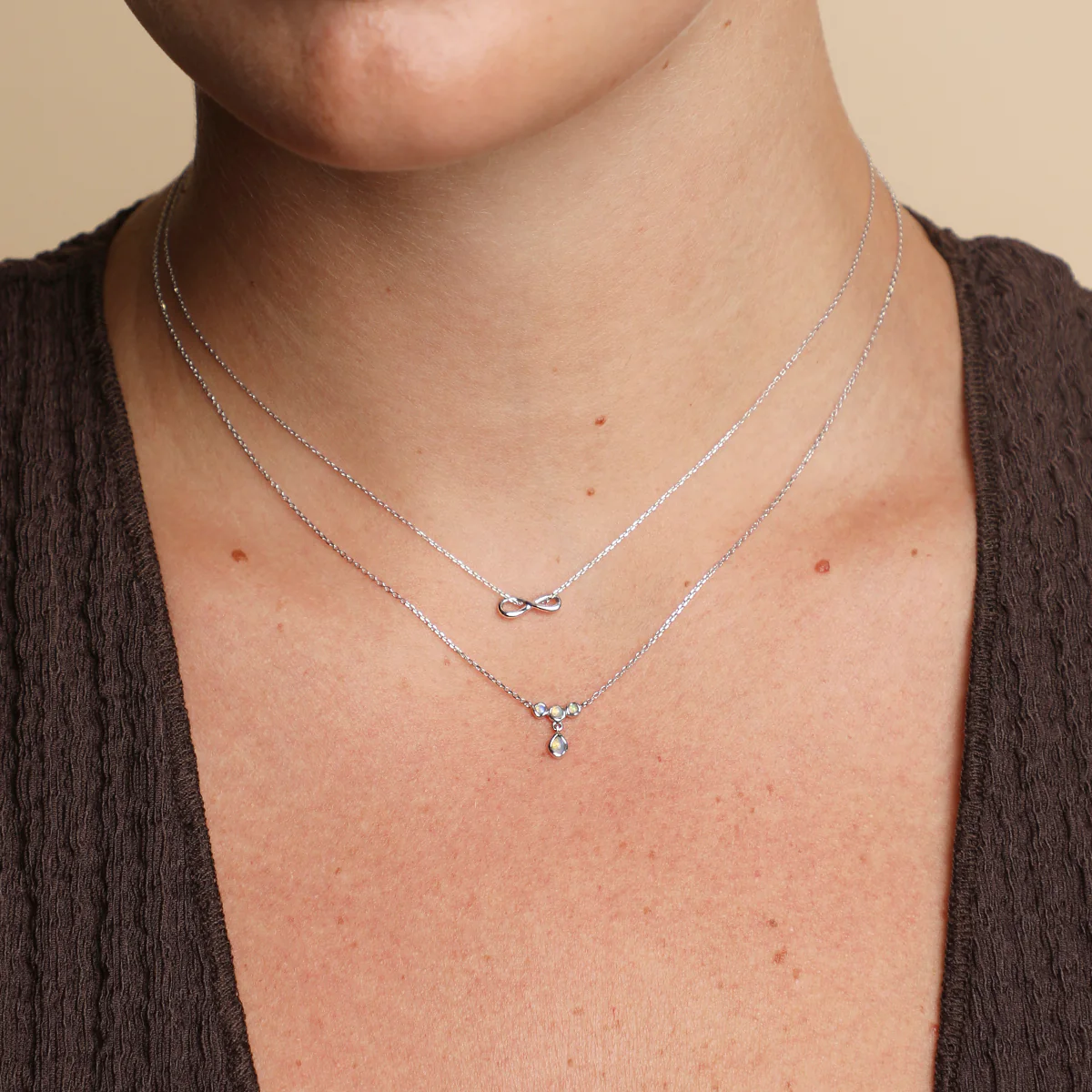 Opal Cluster Pendant in Solid White Gold - Image 3