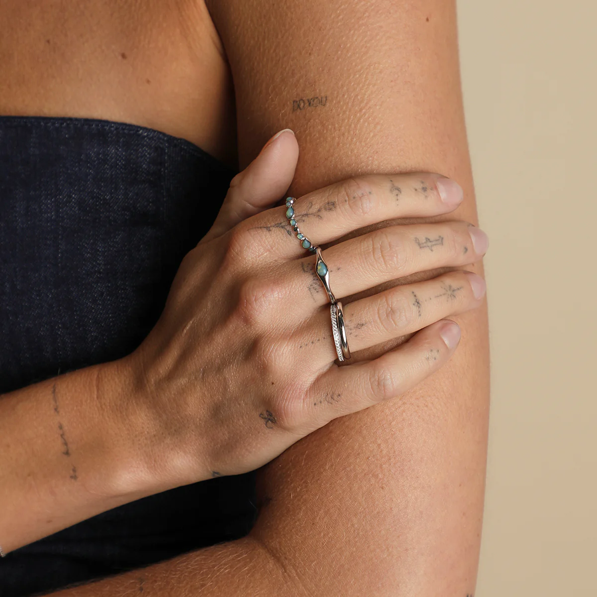 Opal Cocktail Ring in Silver - Image 3