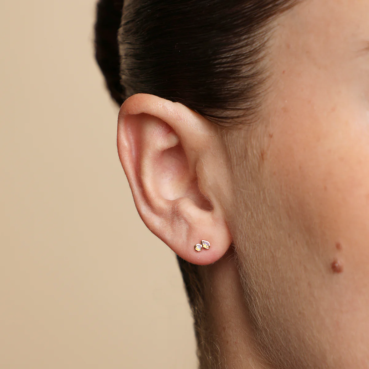 Opal Duo Studs in Solid Gold - Image 2
