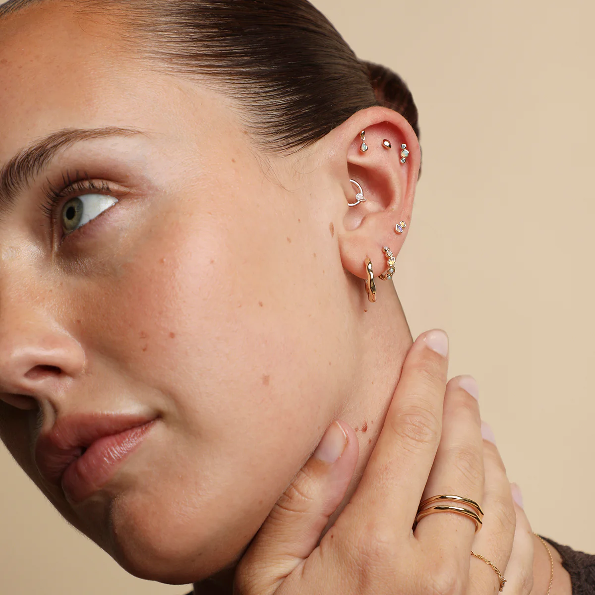 Opal Duo Studs in Solid Gold - Image 5