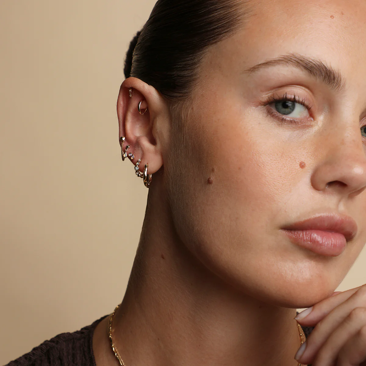 Opal Duo Studs in Solid Gold - Image 6
