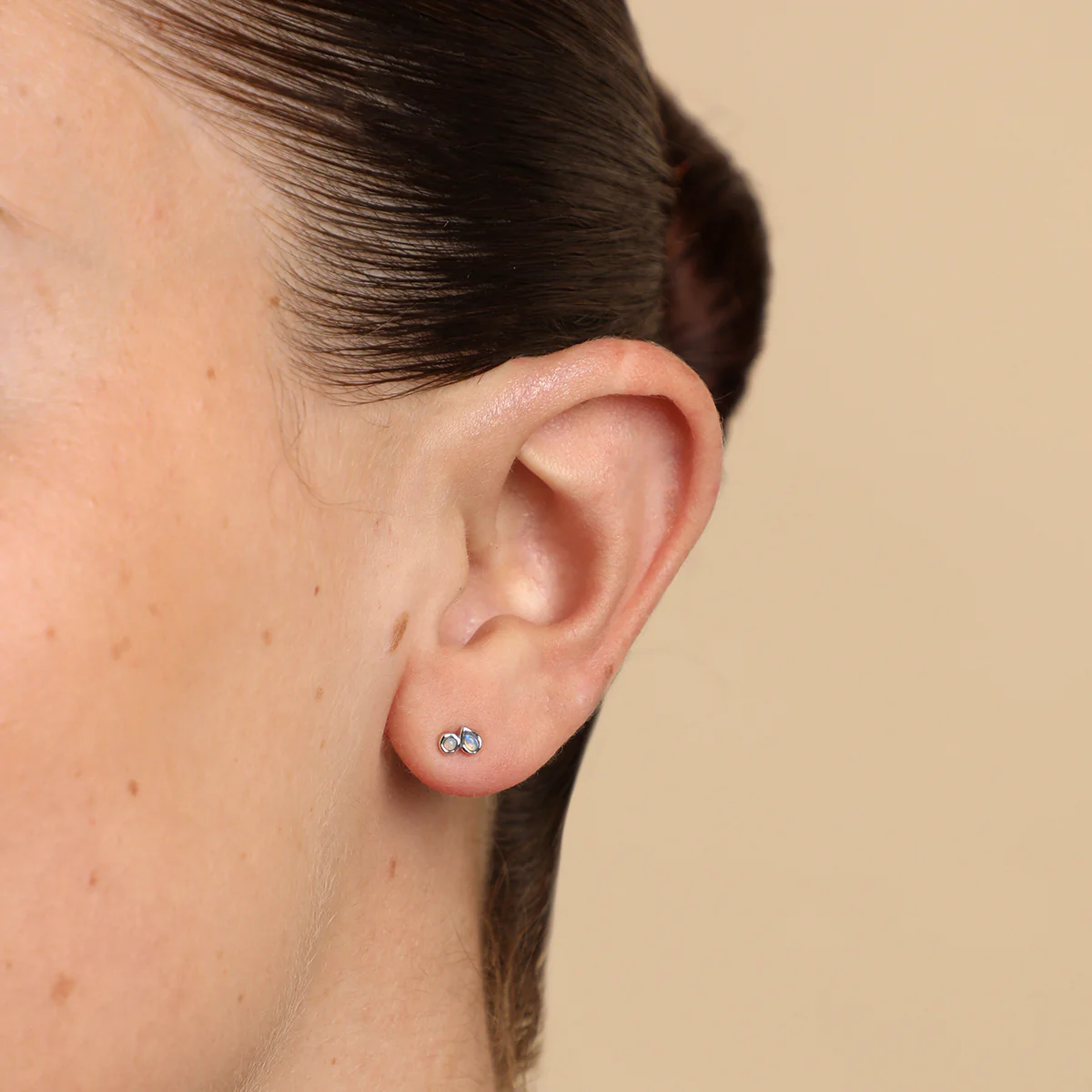 Opal Duo Studs in Solid White Gold - Image 2