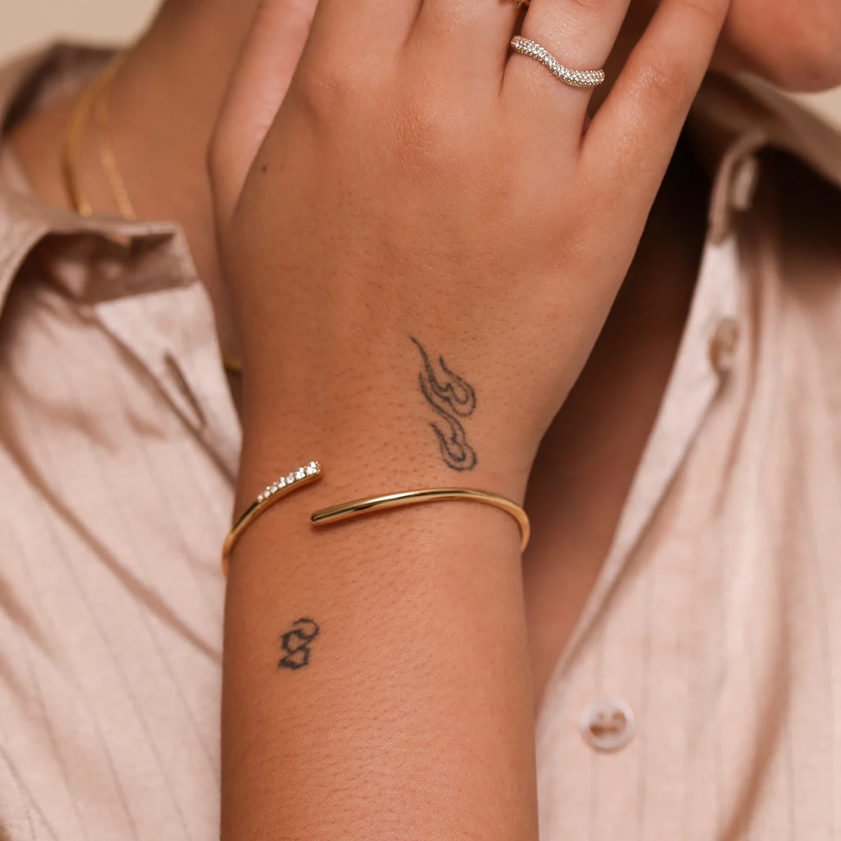 Orbit Crystal Cuff in Gold - Image 5