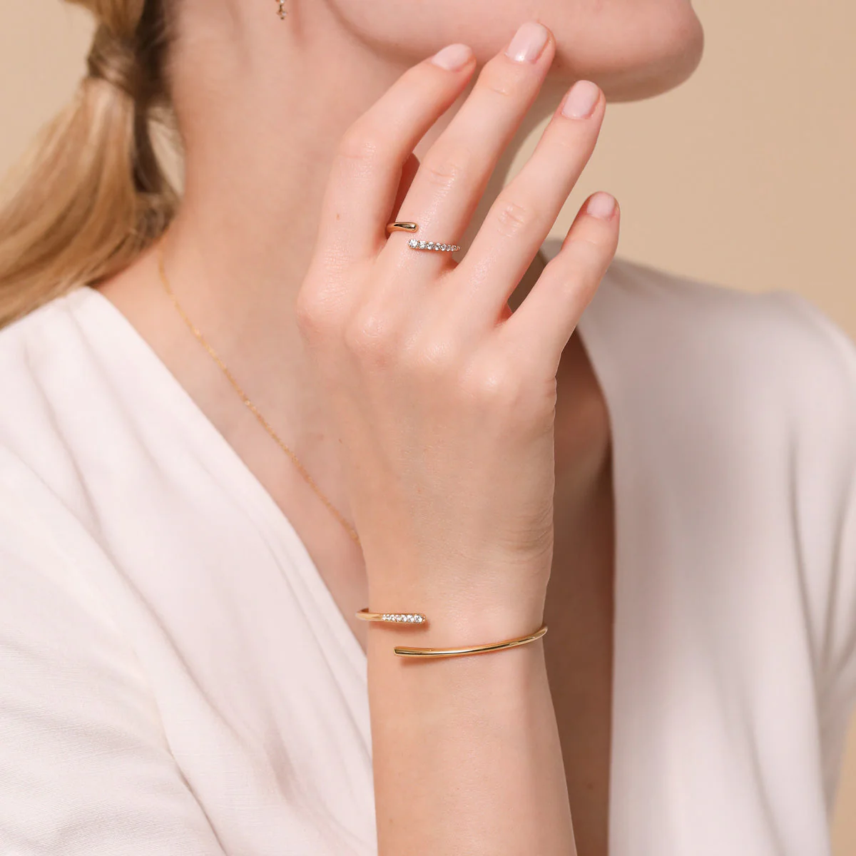 Orbit Crystal Cuff in Gold - Image 7