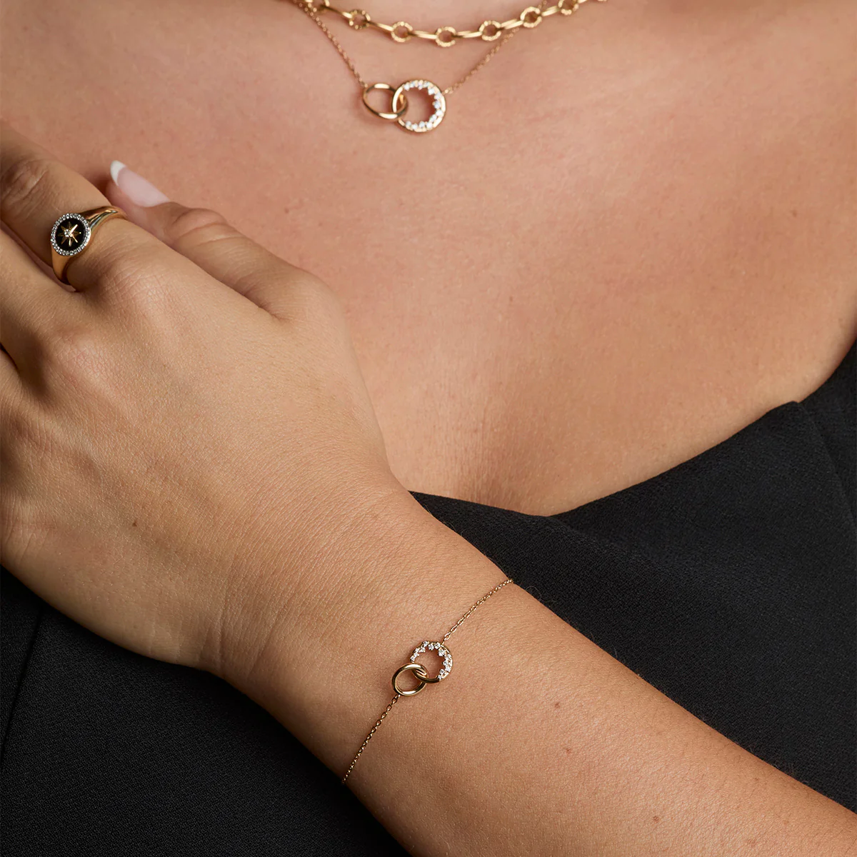 Orbit Crystal Pendant Bracelet in Gold - Image 3
