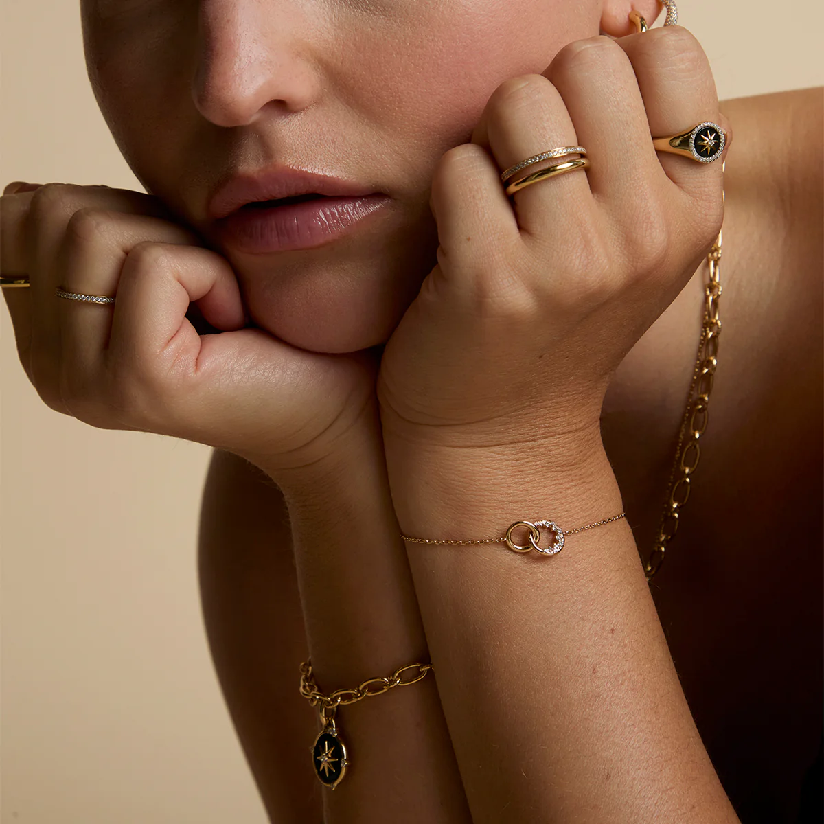 Orbit Crystal Pendant Bracelet in Gold - Image 4
