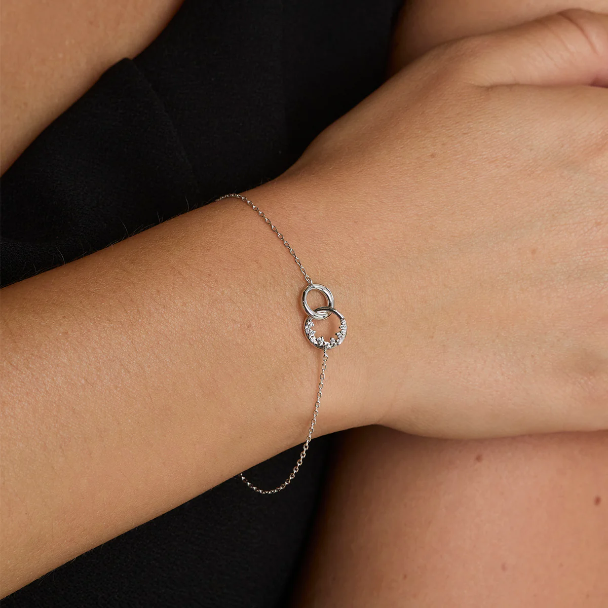Orbit Crystal Pendant Bracelet in Silver - Image 2