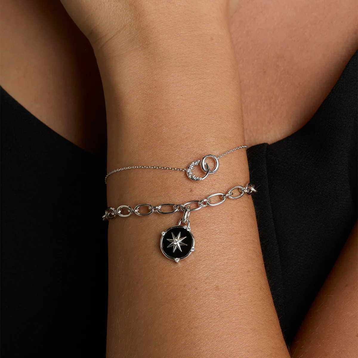Orbit Crystal Pendant Bracelet in Silver - Image 3