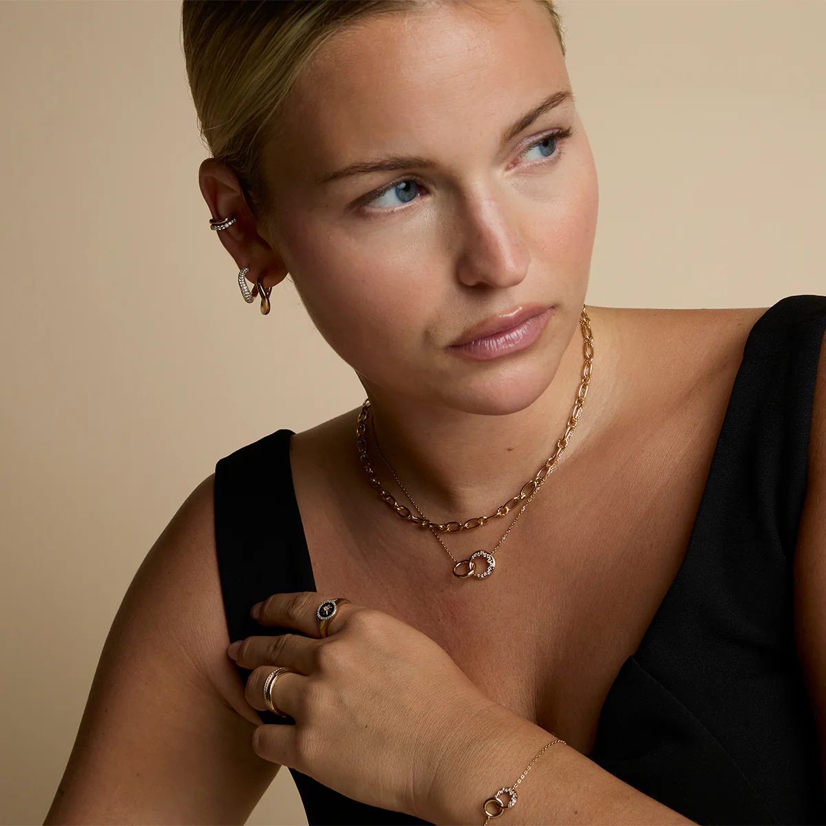 Orbit Crystal Pendant Necklace in Gold - Image 4