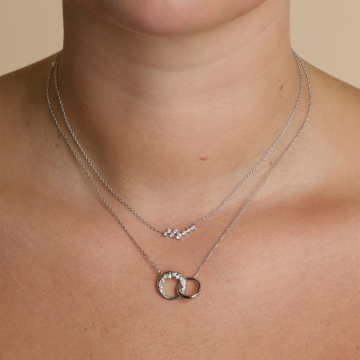 Orbit Crystal Pendant Necklace in Silver - Image 3