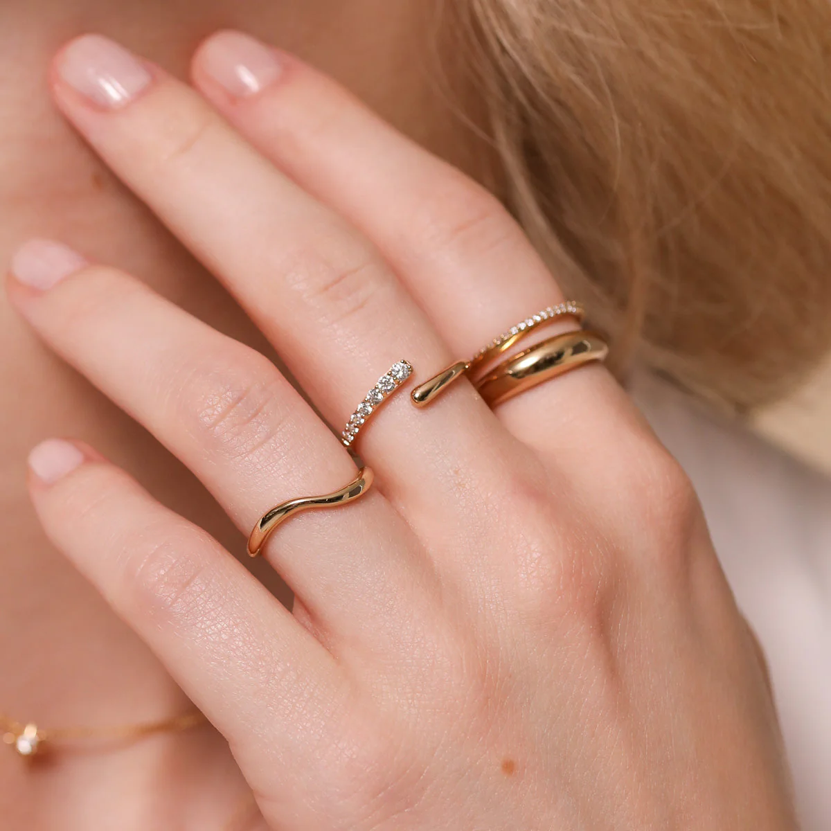 Orbit Crystal Open Ring in Gold - Image 6