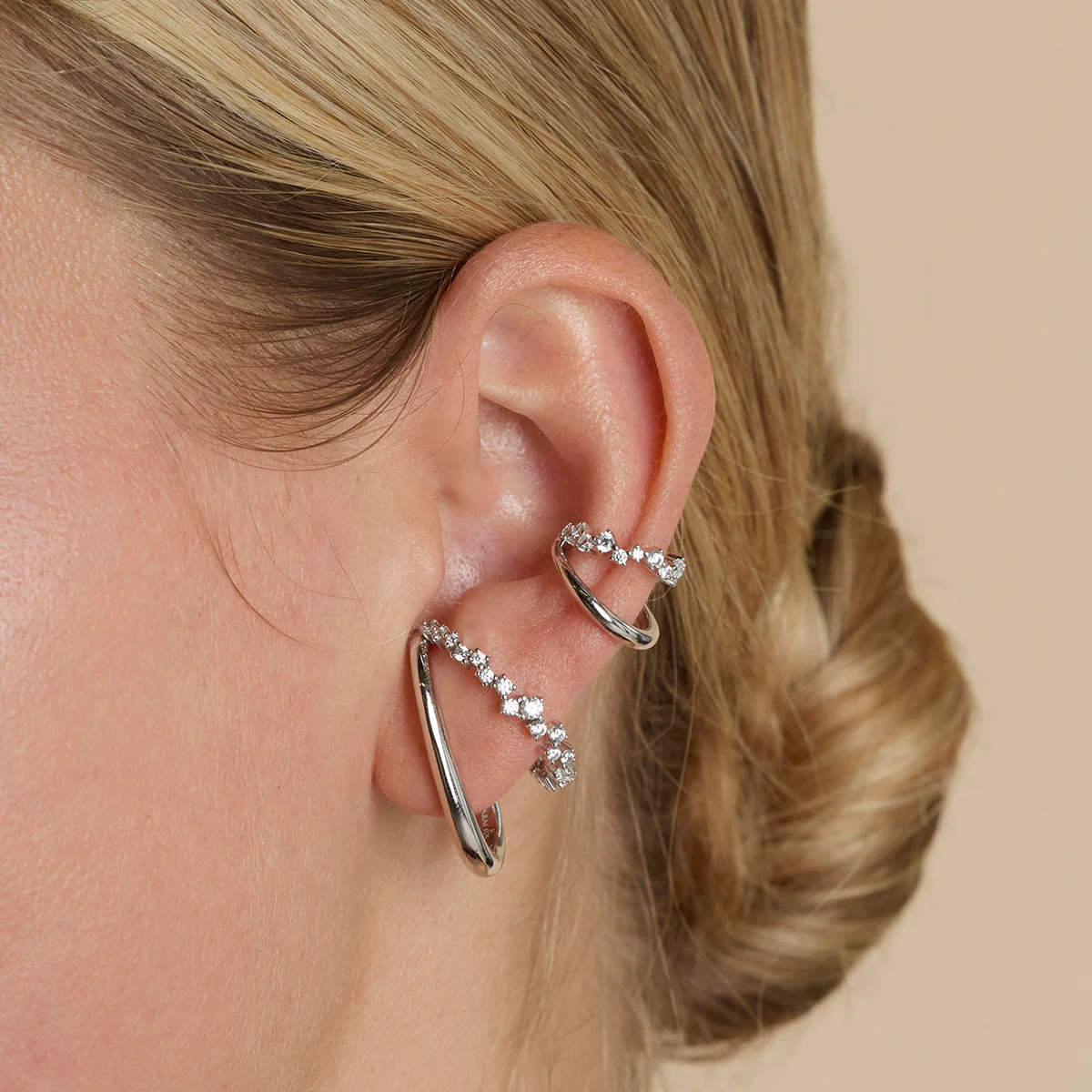 Orbit Crystal Studs in Silver - Image 3