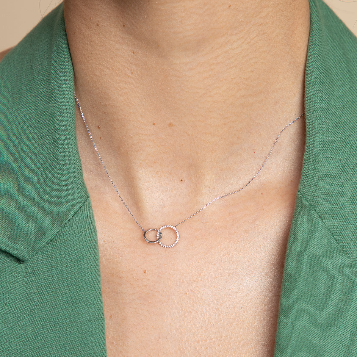 Orbit Topaz Necklace in Solid White Gold - Image 2