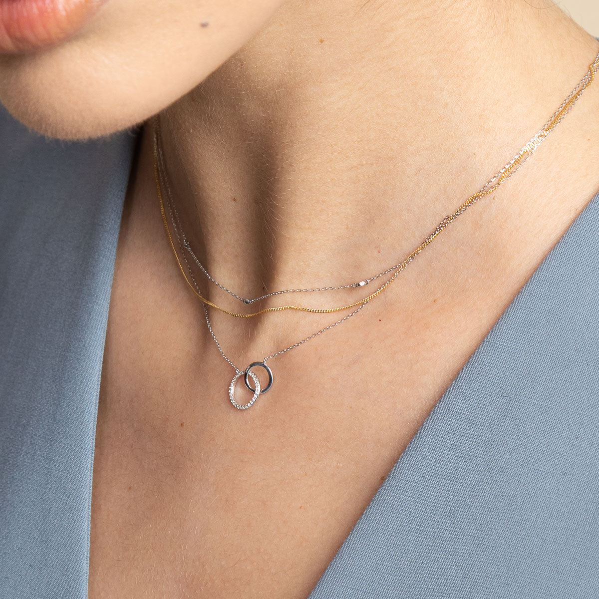 Orbit Topaz Necklace in Solid White Gold - Image 3