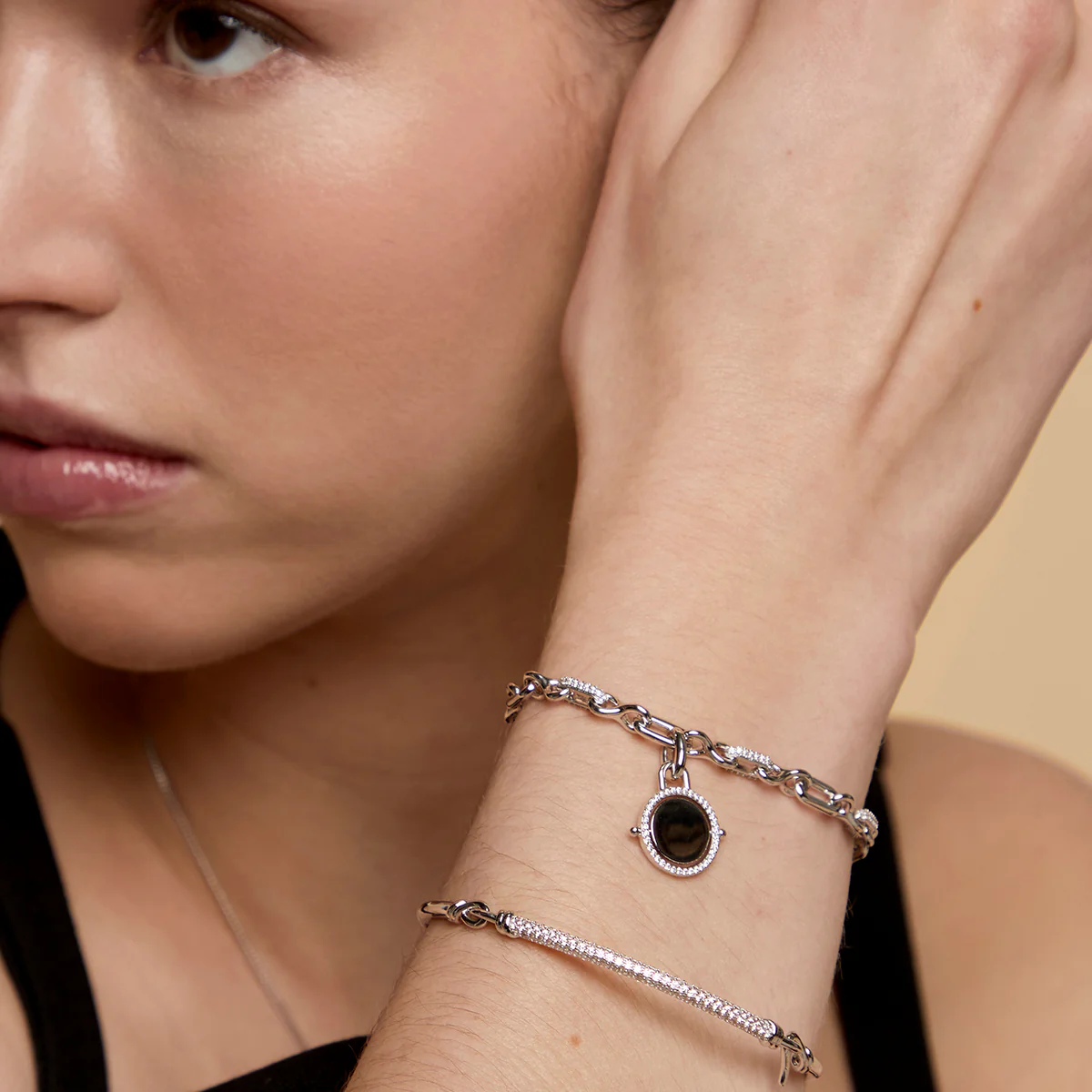 Pavé Chain Link Bracelet in Silver - Image 3
