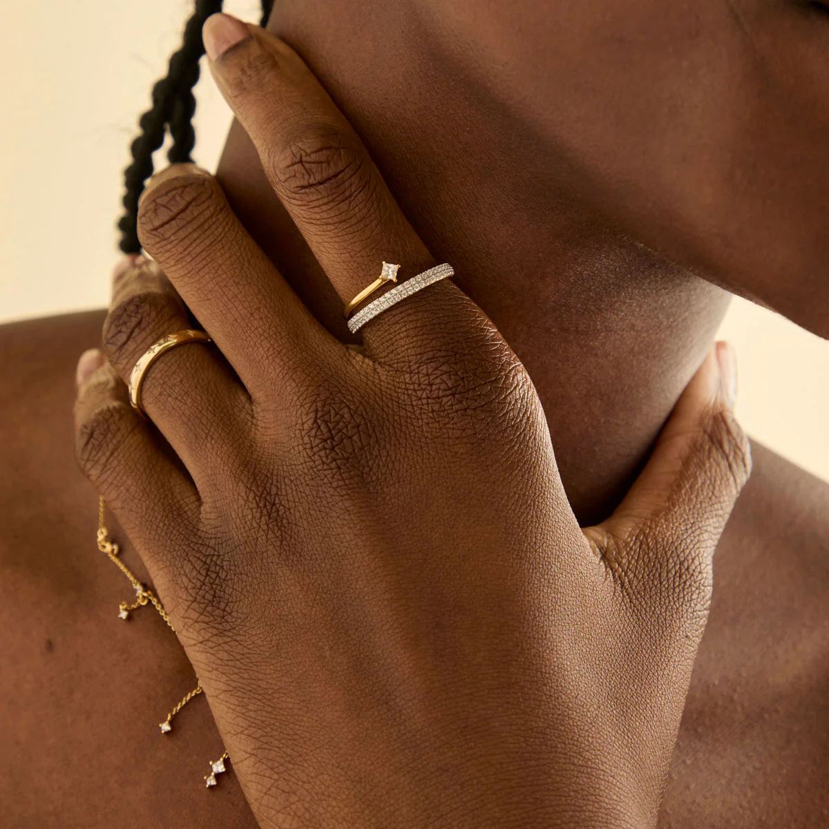 Pavé Crystal Illusion Ring in Gold - Image 4