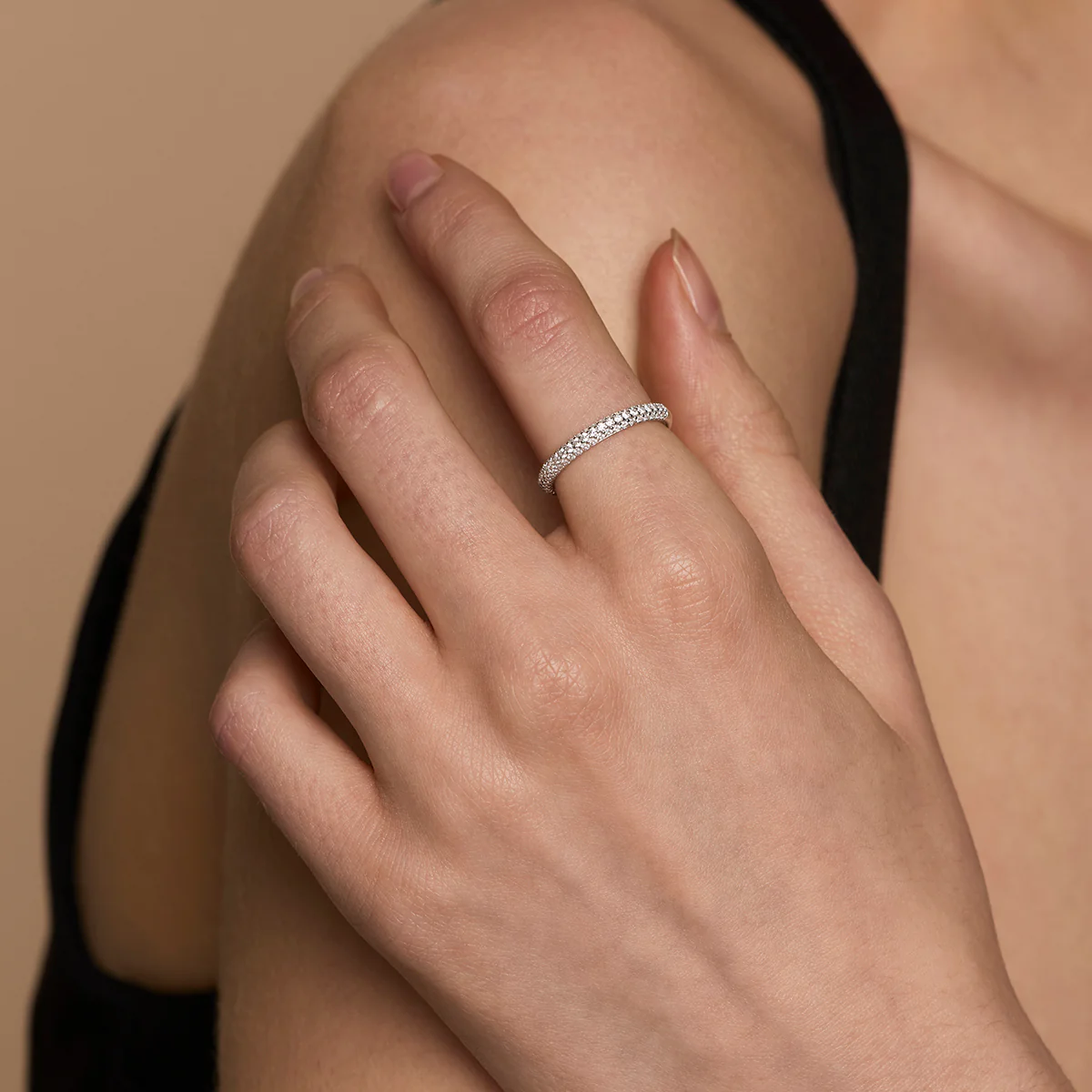 Pavé Essential Band Ring in Silver - Image 2