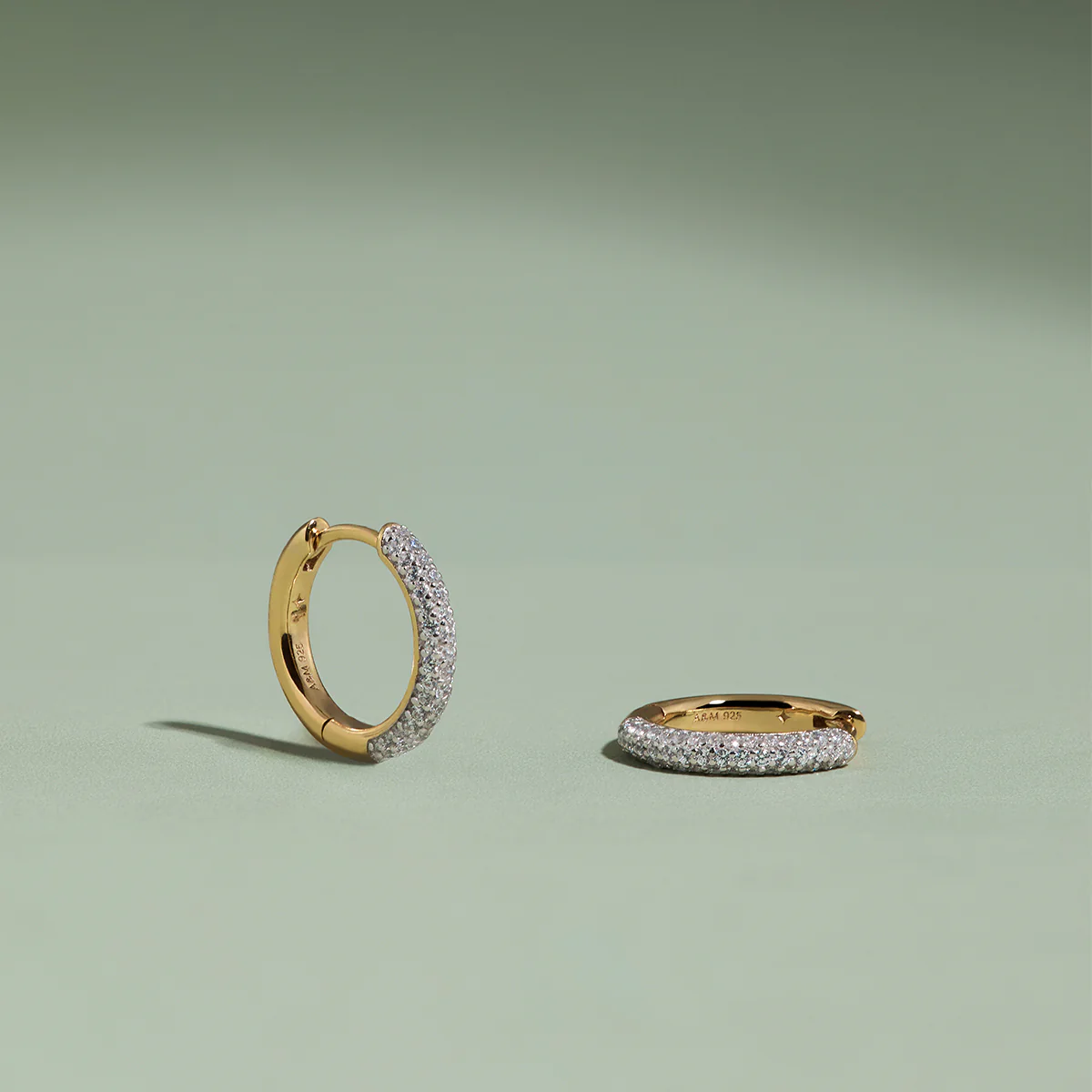 Pavé Essential Small Hoops in Gold - Image 4