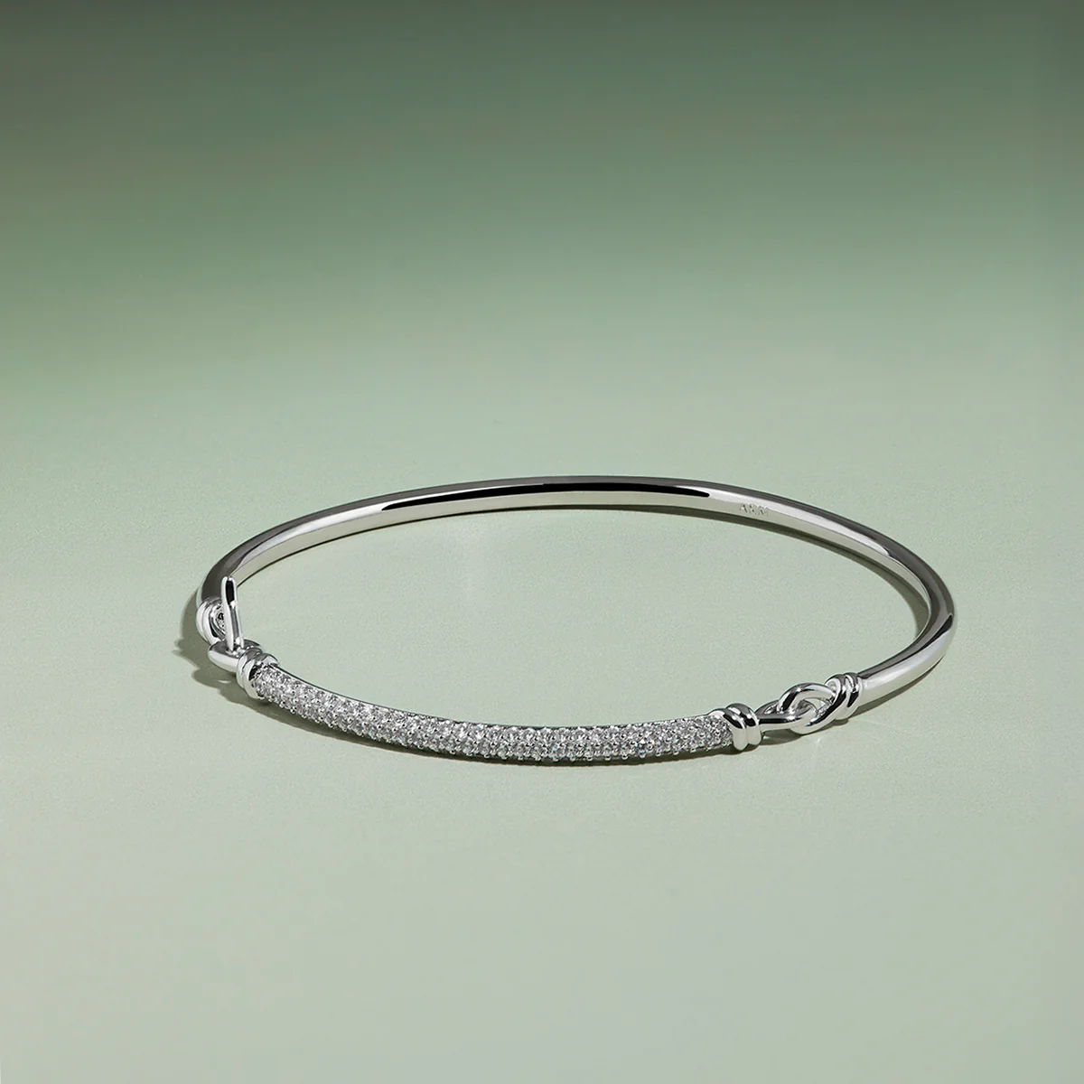 Pavé Knot Bangle in Silver - Image 4