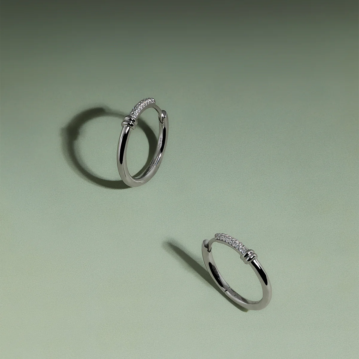 Pavé Knot Hoops in Silver - Image 4