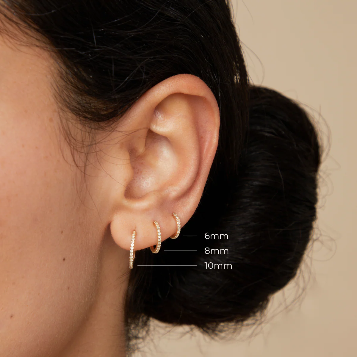 Pavé Seamless 1.2mm Piercing Hoop in Solid Gold - Image 3