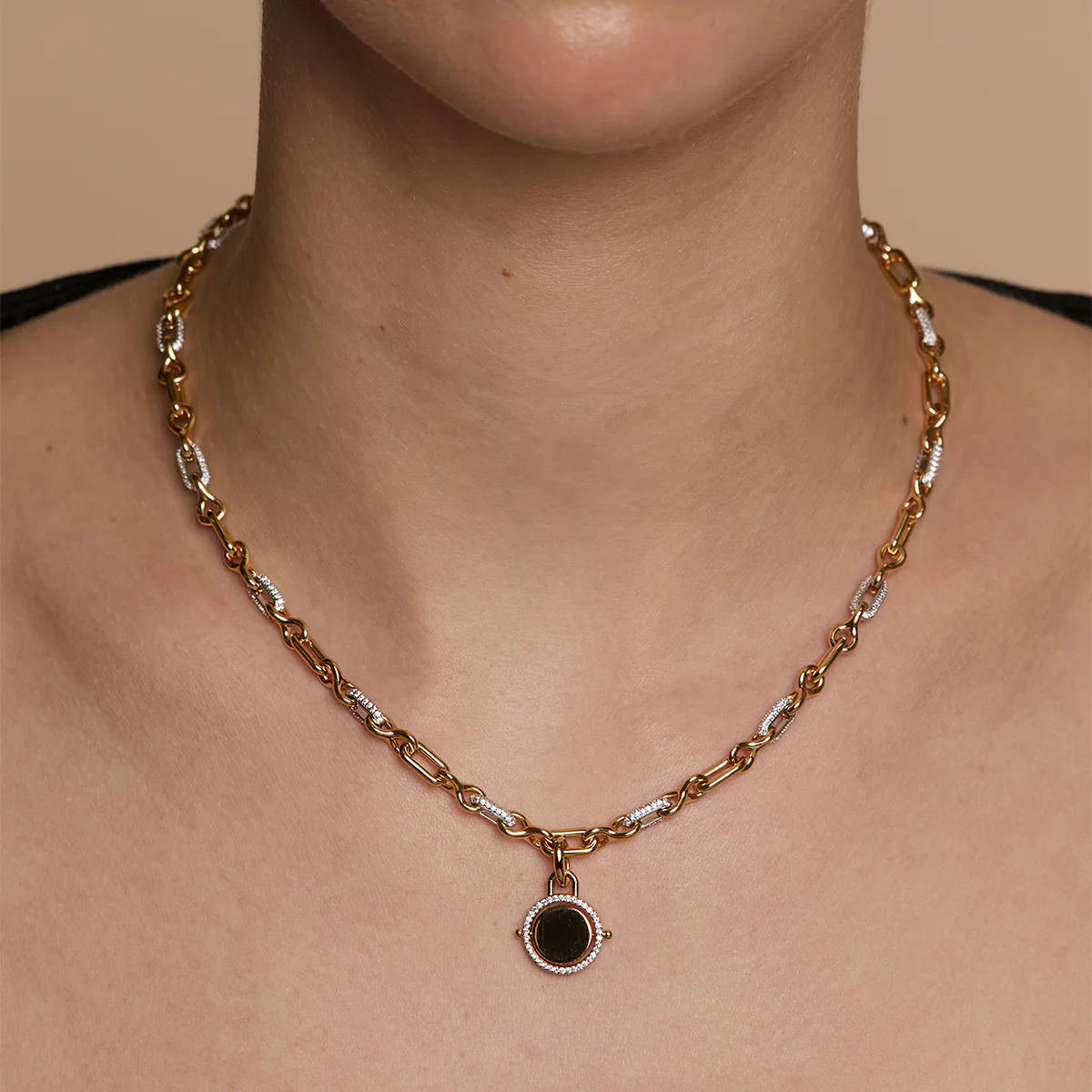 Pavé Spinning Coin Clip Charm in Gold - Image 3