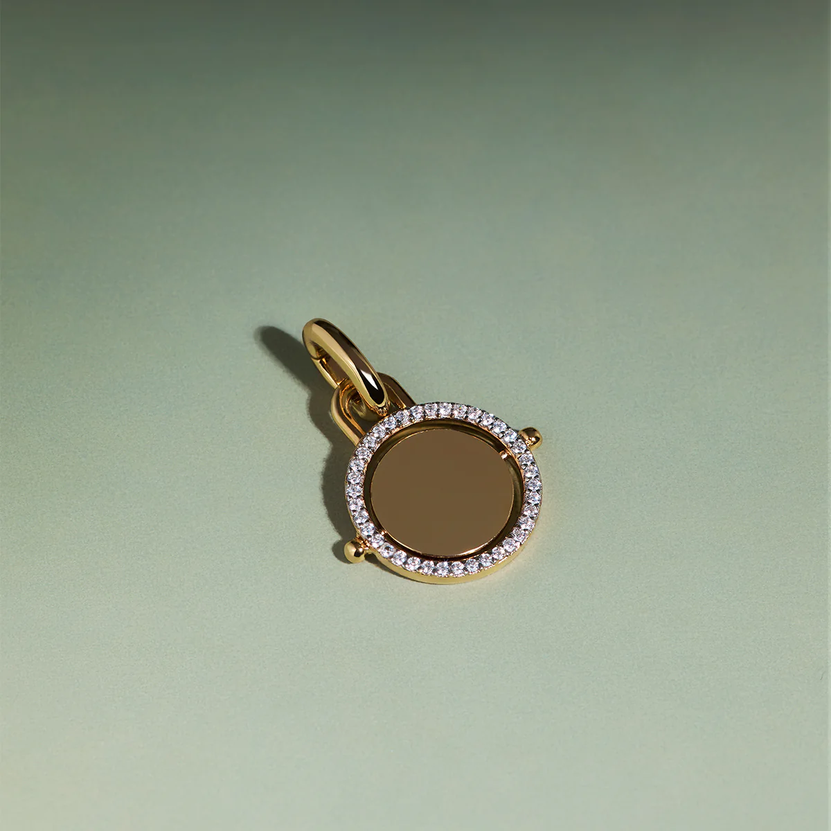 Pavé Spinning Coin Clip Charm in Gold - Image 4