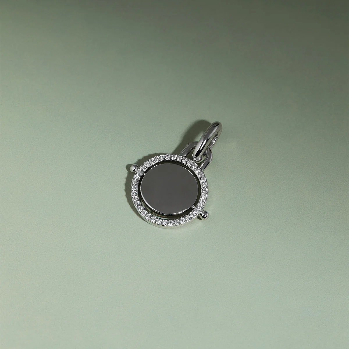 Pavé Spinning Coin Clip Charm in Silver - Image 4