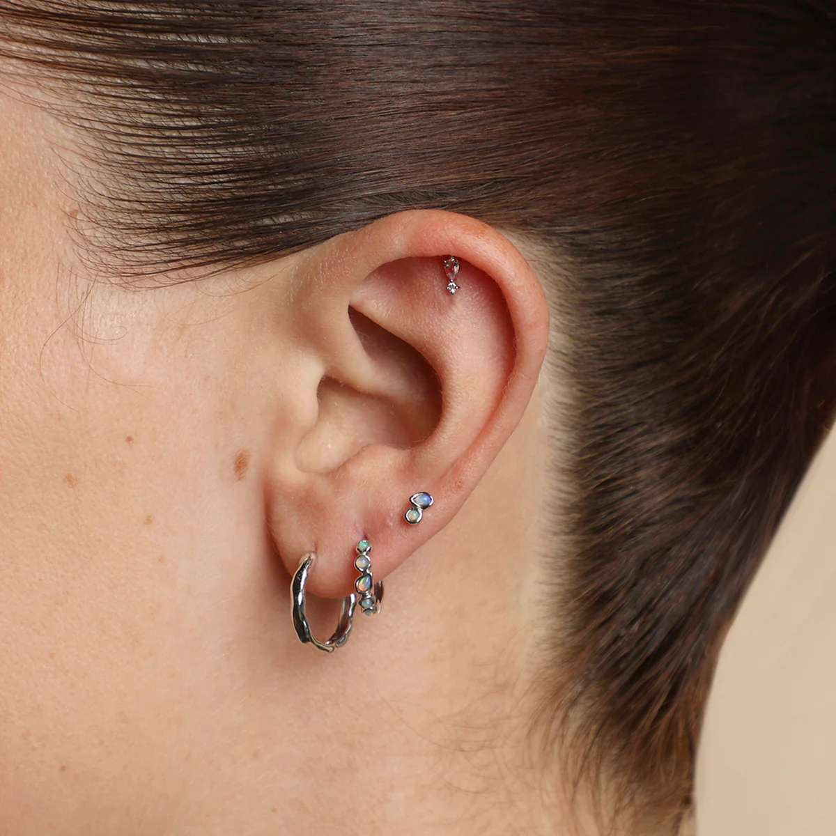 Pear Charm Hidden Helix in Solid White Gold - Image 3