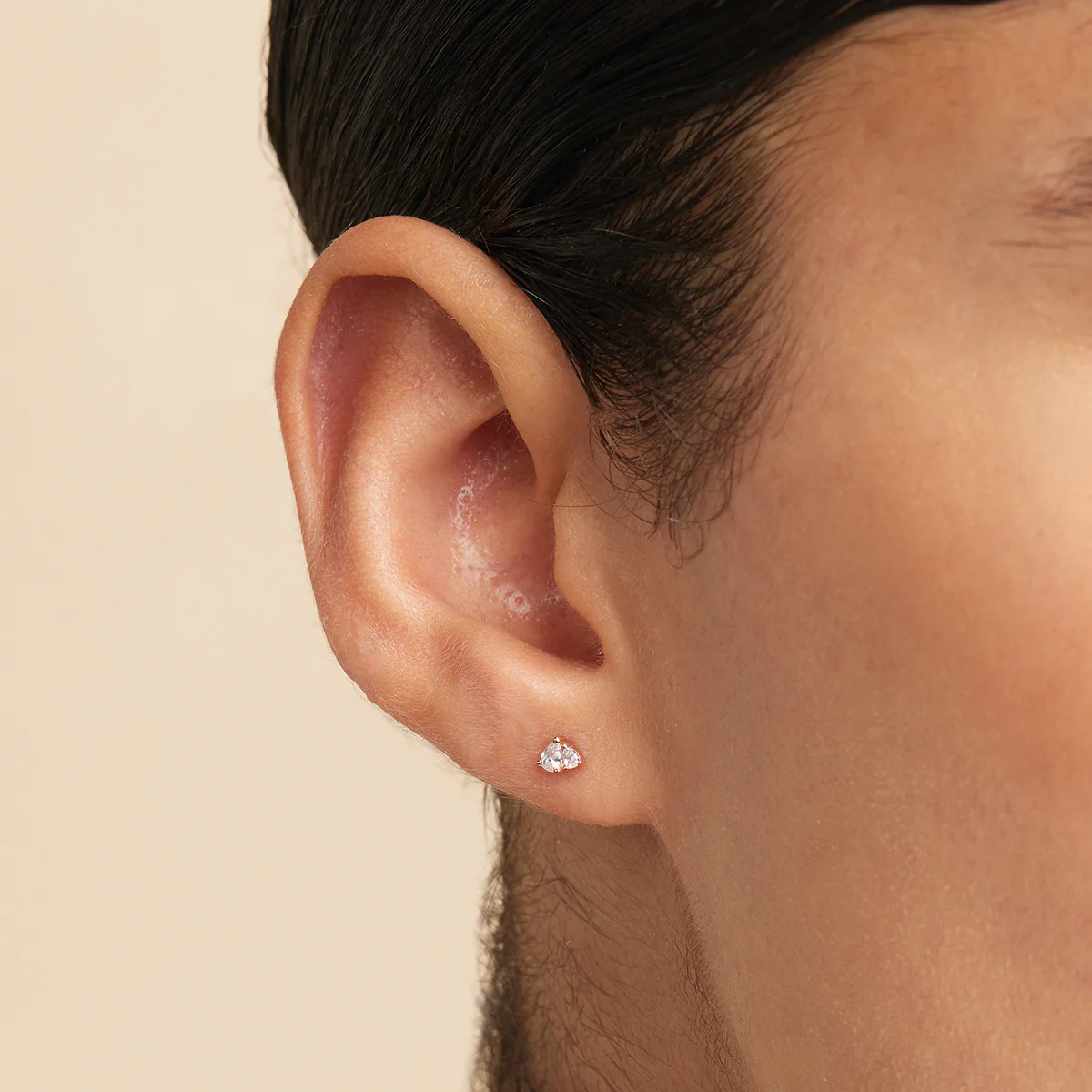 Pear Cluster Stud Earrings in Rose Gold - Image 2