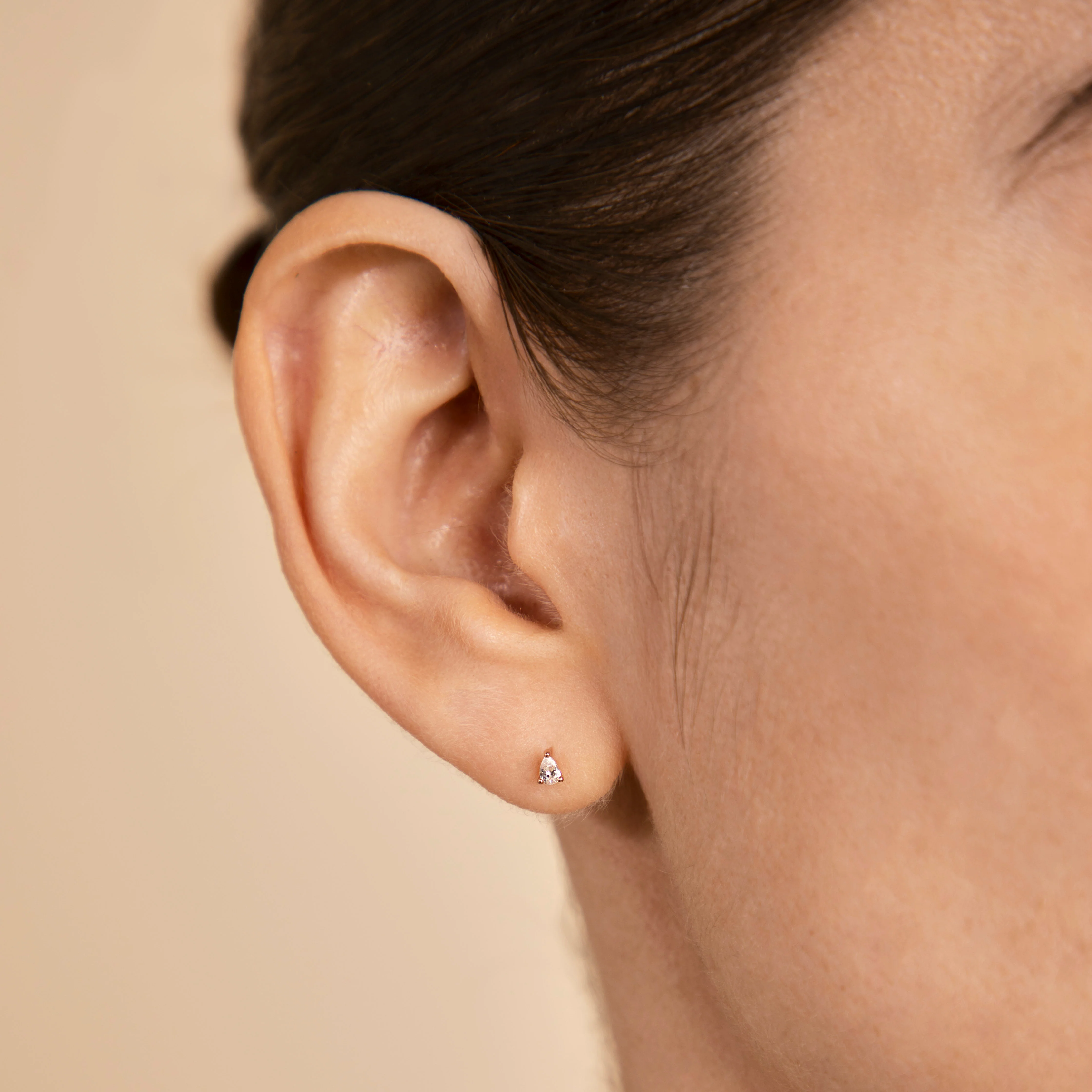Pear Crystal Stud Earrings in Rose Gold - Image 2