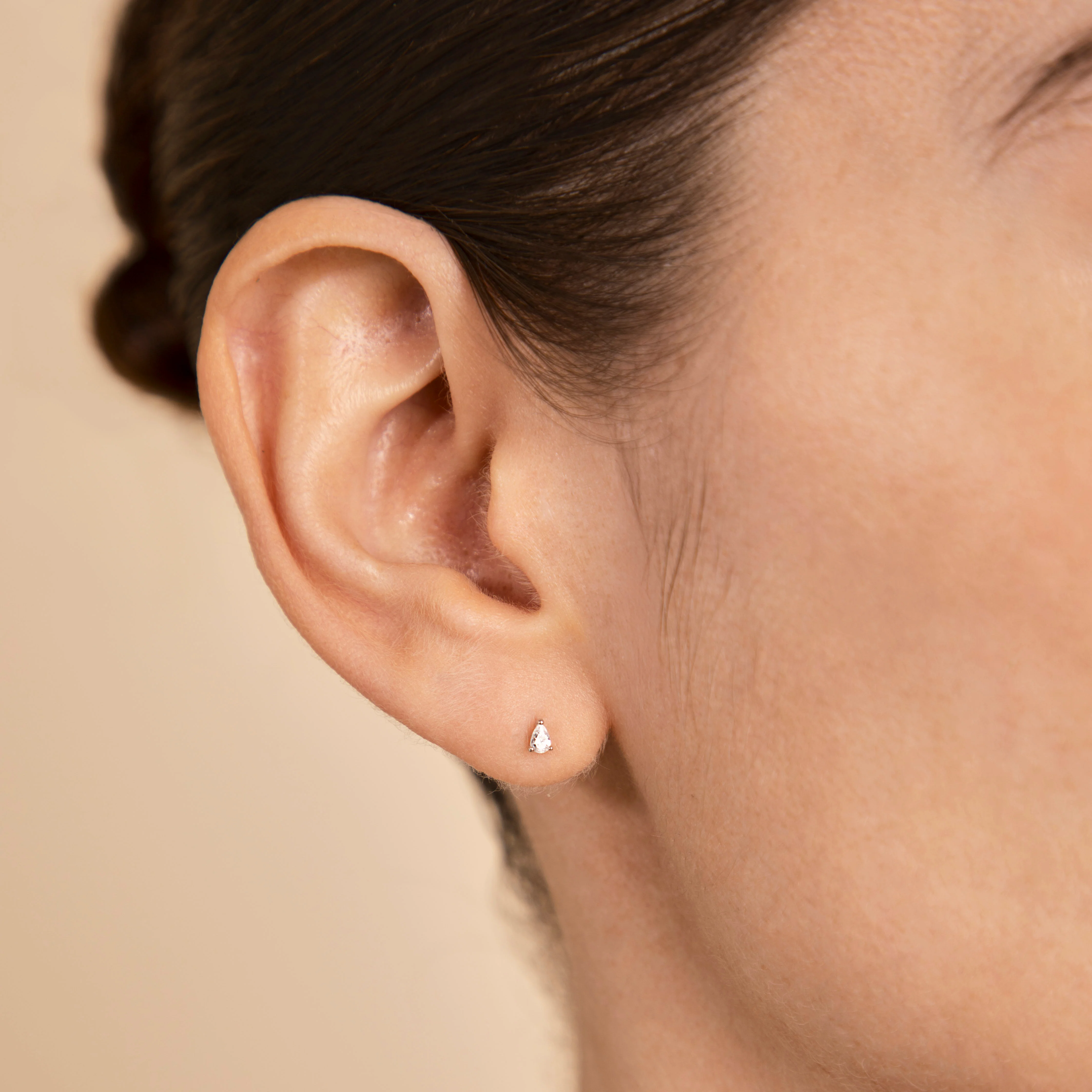 Pear Crystal Stud Earrings in Silver - Image 2
