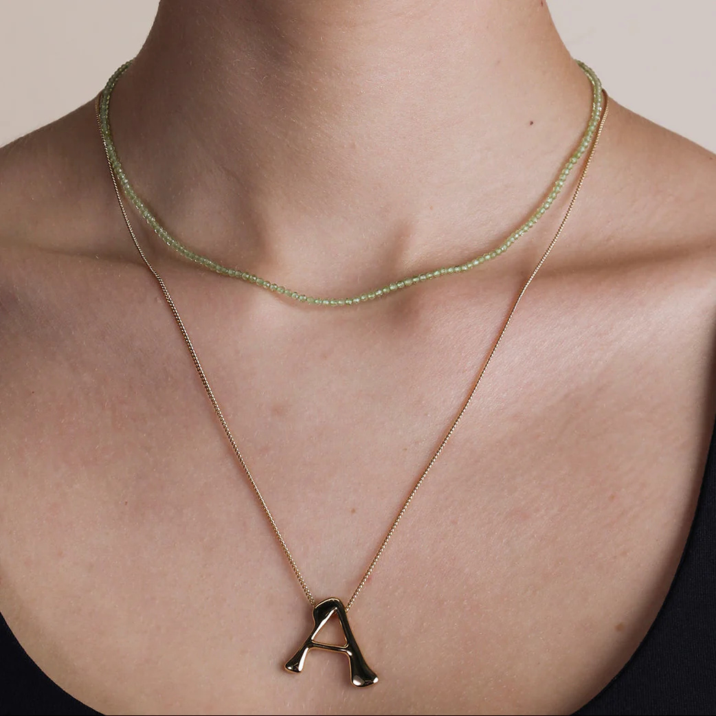 Peridot August Beaded Necklace in Solid Gold - Image 3