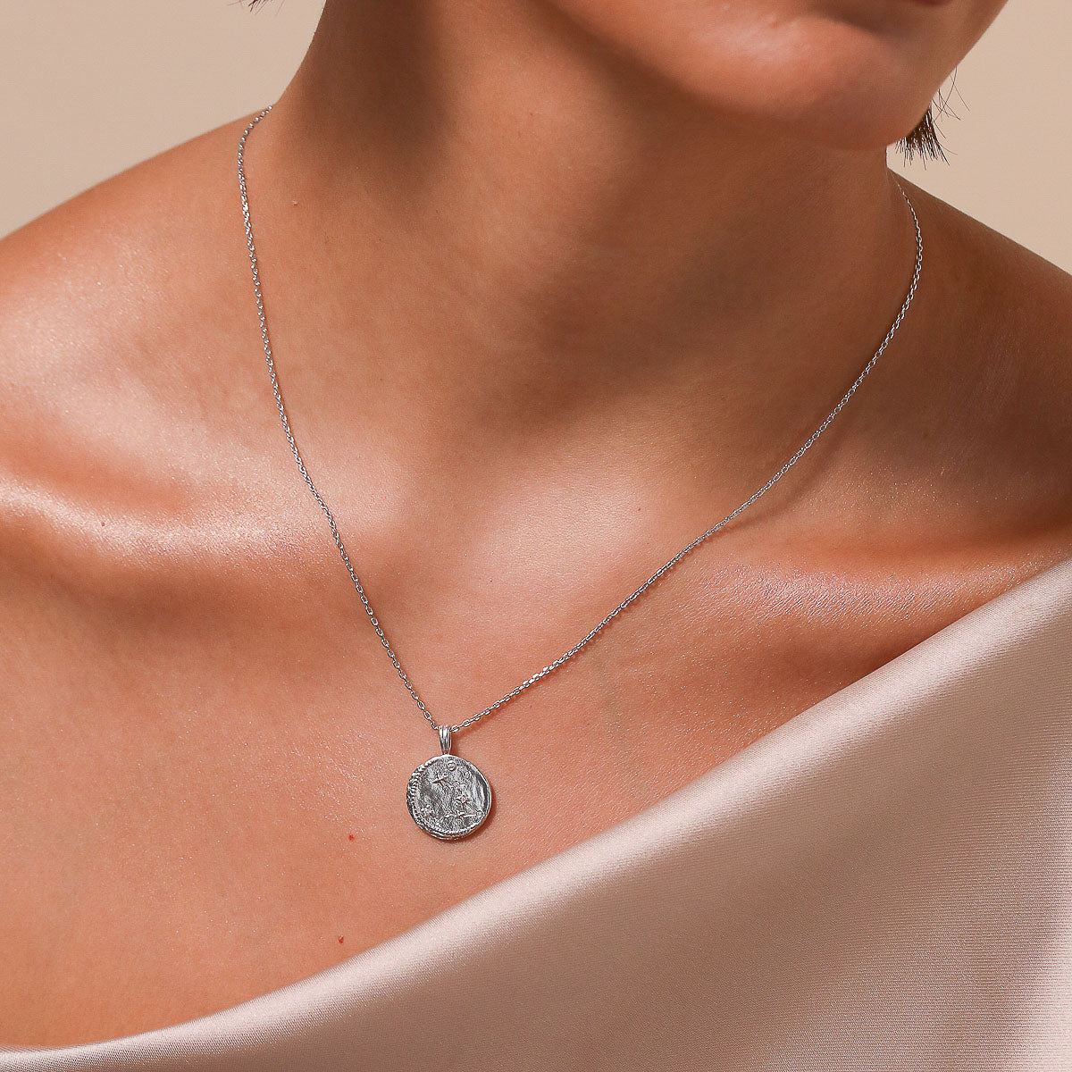 Pisces Zodiac Pendant Necklace in Silver - Image 2