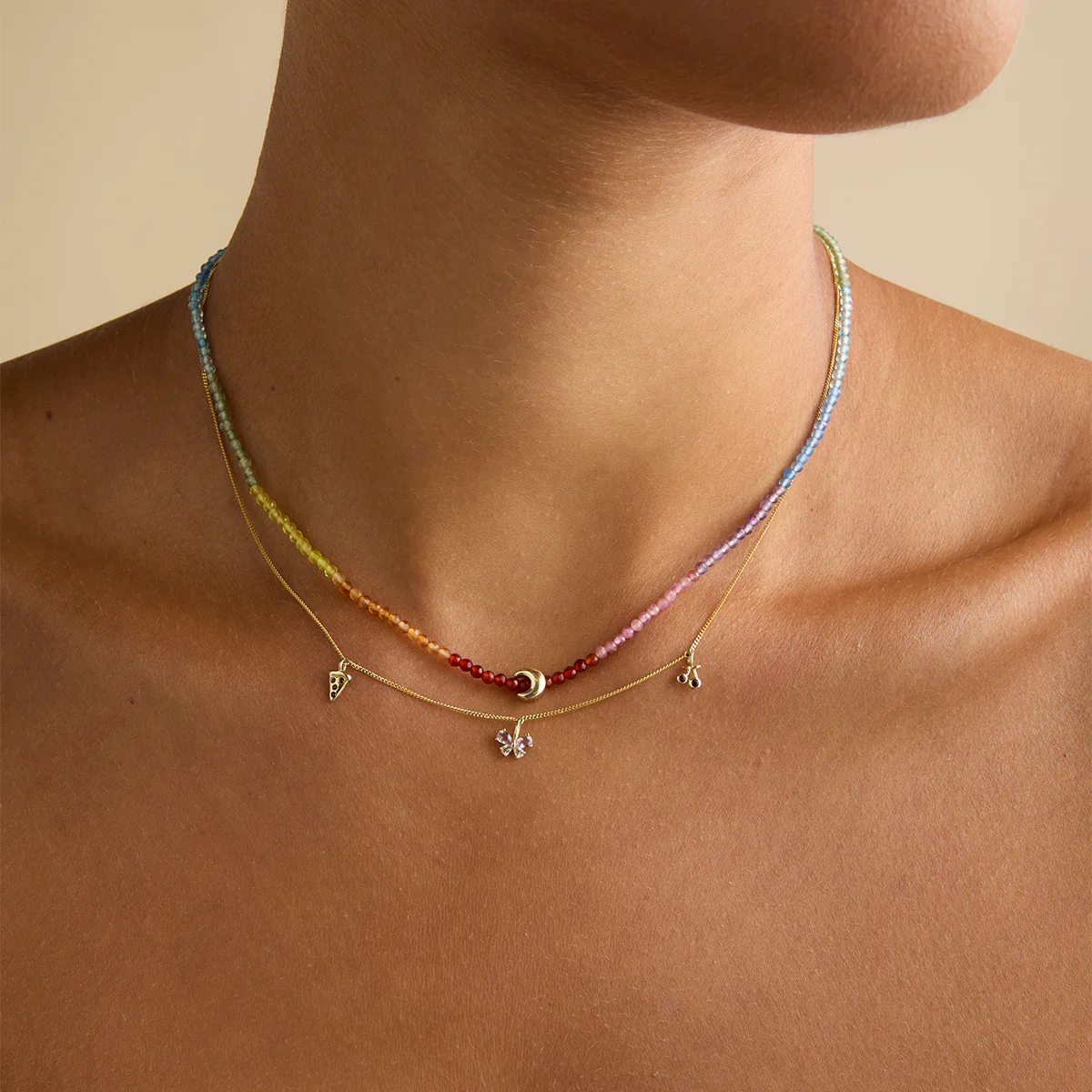Rainbow Gemstone Necklace in 9k Gold - Image 4