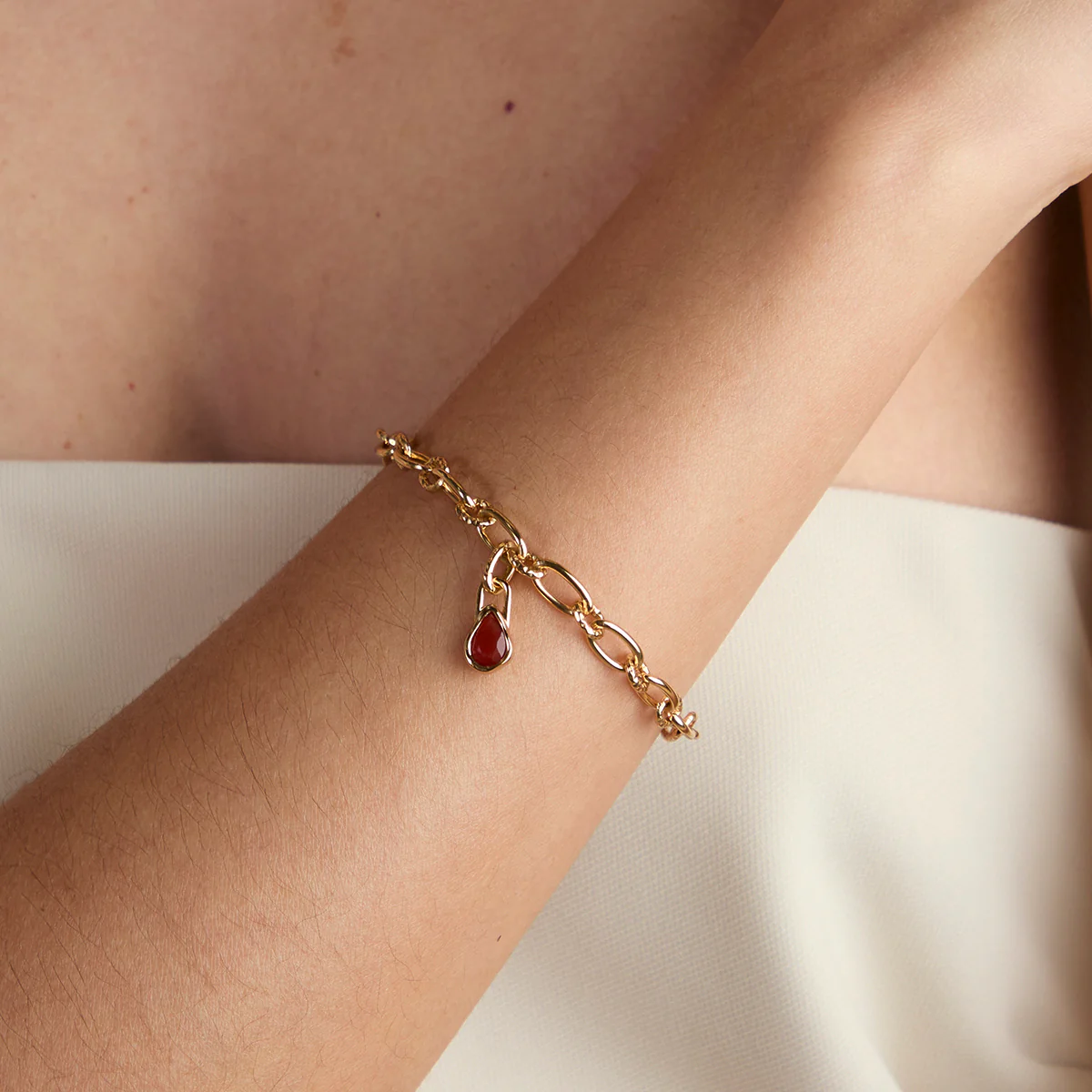 Red Carnelian July Clip Charm in Gold - Image 2
