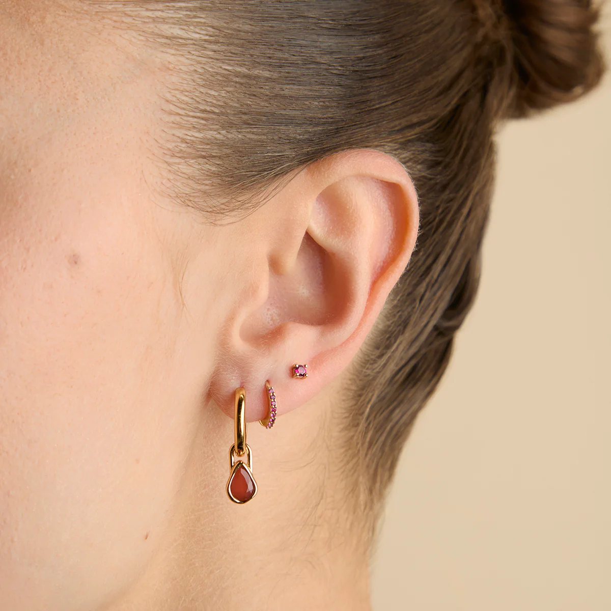 Red Carnelian July Clip Charm in Gold - Image 4