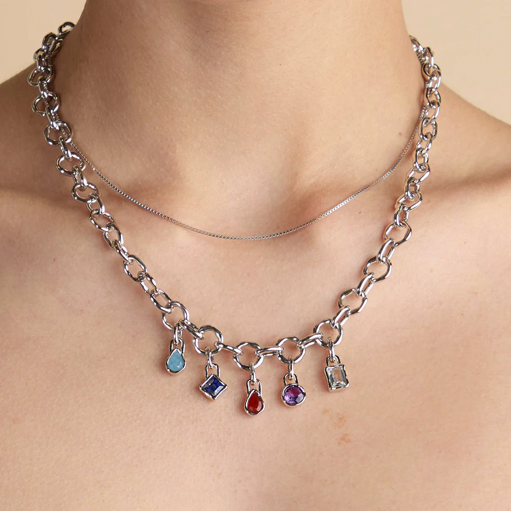 Red Carnelian July Clip Charm in Silver - Image 3