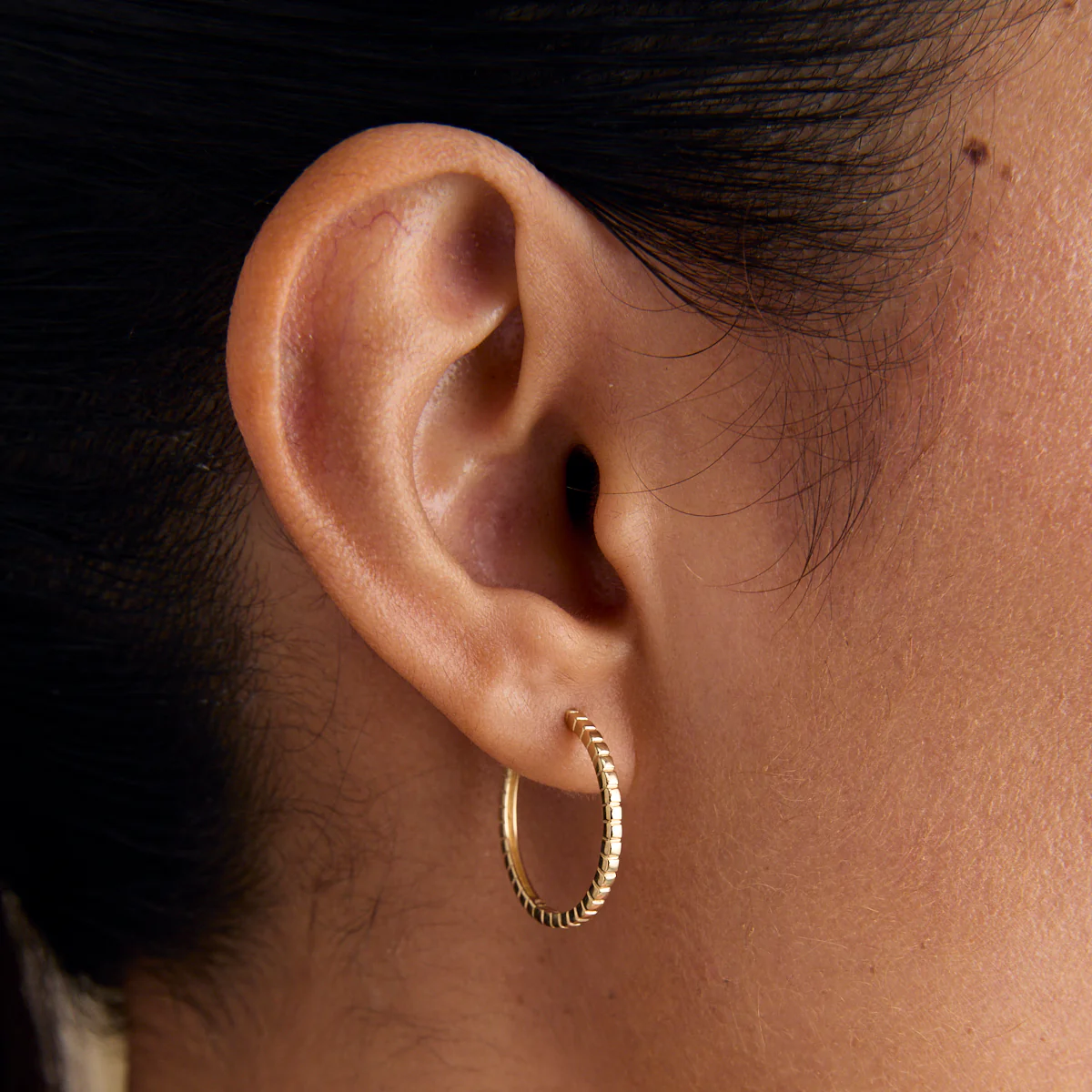 Ridged Hoops in Solid Gold - Image 2