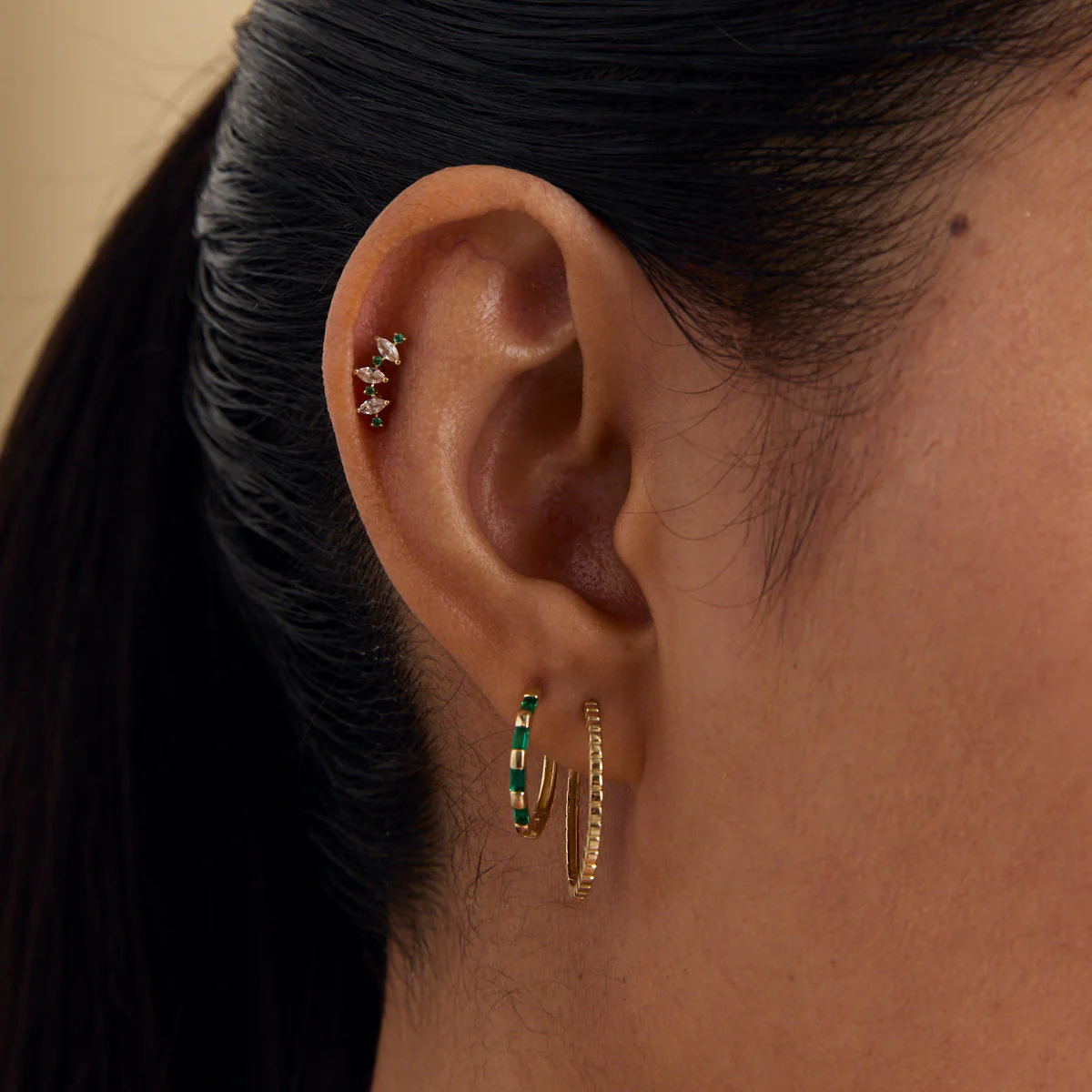 Ridged Hoops in Solid Gold - Image 3