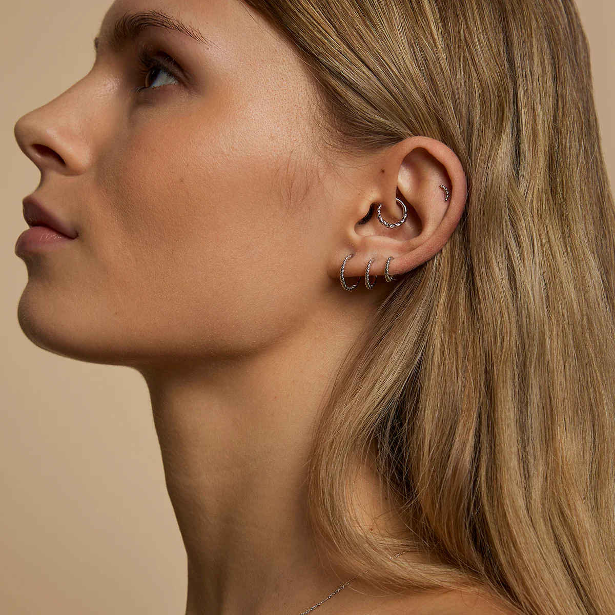 Rope Daith Ring in Solid White Gold - Image 5