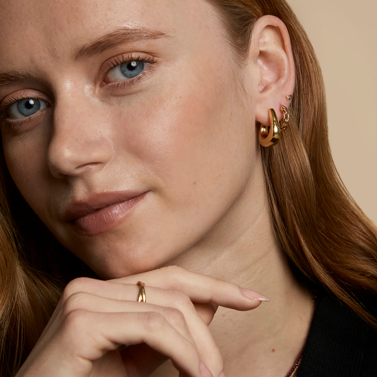 Saddle Medium Hoops in Gold - Image 5